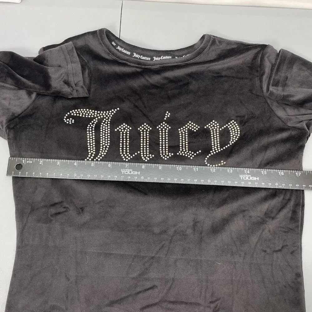 Juicy Couture Pajama Top Sleepwear Rhinestone Bling Logo Velour Black Womens S - Picture 7 of 9
